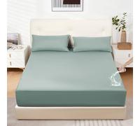 DUJUIKE Coprimaterasso Impermeabile, Lenzuolo con angoli impermeabile, Tasca Profonda, Adatto per materassi da 20-40 cm, Adatto per gatti, Cani, Bambini, Ipoallergenico(Verde,180x200cm)