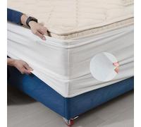 DUJUIKE Mantovana Giroletto Vestiletto Coprirette, Mantovana in velluto riccio per divano letto, Protezione Del Giroletto, Trasforma una base per letto (Twin Bed Width:120-137cm,Bianco)