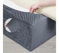 DUJUIKE Mantovana Giroletto Vestiletto Coprirette, Mantovana in velluto riccio per divano letto, Protezione Del Giroletto, Trasforma una base per letto(Queen Bed Width:150-160cm,Grigio)