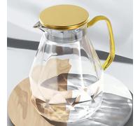 DUJUST Caraffa per Acqua con Coperchio in Acciaio Inossidabile [2 L],Brocca in Vetro con Maniglia di Disegno del Diamante, Decorazione per la Stanza, Caraffa in Vetro per Acqua ad Alta Durata