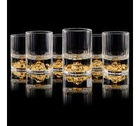 DUJUST 【Nuovo Design 2025】 Bicchieri da Shot Montagna Dorata (45 ml), Set di Bicchieri da Shot in Cristallo Decorati con Montagna in Oro 24K, Senza BPA né Piombo, Perfetti per Collezione - 6 pcs