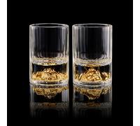 DUJUST 【Nuovo Design 2025】 Bicchieri da Shot Montagna Dorata (45 ml), Set di Bicchieri da Shot in Cristallo Decorati con Montagna in Oro 24K, Senza BPA né Piombo, Perfetti per Collezione - 2 pcs