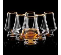 DUJUST Set Bicchieri Whisky da 6 (8oz), Bicchieri da Whisky in Cristallo con Scaglie di Foglia d'Oro 24K, Bicchiere di Lusso per Brandy/Cognac/Bourbon/Tequila/Scotch, Senza BPA e Senza Piombo