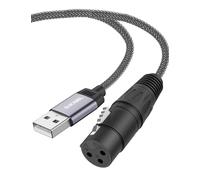 DuKabel Adattatore da XLR a USB maschio a XLR femmina cavo microfono per registrazioni, trasmissione dal vivo, cavo microfono USB con chip DAC per PC, laptop - 1,8 metri