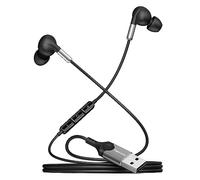 DuKabel Cuffie USB in Ear per PS5 PS4, USB PC Headset con microfono e controllo in linea, per PC portatile - Nero