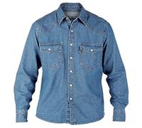 Duke London, camicia denim da uomo, a maniche lunghe, effetto sbiadito Stonewash XX-Large