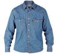DUKE London Camicia Denim Occidentale Maniche Lunghe Regular Blu/Marrone
