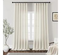 DUKIYO Tende in lino naturale, lunghe 260 cm, per soggiorno, set di 2 pannelli, stile bohémien, filtranti la luce, tende semi velate per camera da letto, tasca per asta, gancio cintura, 260 cm, tende