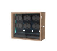DUKWIN Avvolgitore per orologi automatici 4/6/8/12, con serratura, con 4/6 spazi per orologi, 4 modalità di rotazione, cuscini flessibili, motore silenzioso e retroilluminazione blu, Venatura del