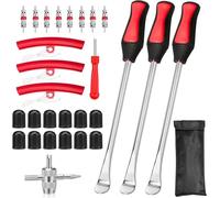 Dulamet 29 Pezzi Leve per Gomme in Acciaio Set - Smontagomme per Motocicli e Biciclette con 3 Cucchiai Pneumatici e Protezioni Cerchioni, per Cambio dei Pneumatici e Riparazioni