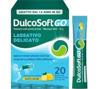 DulcoSoft GO Lassativo Delicato con Macrogol 4000, 20 Stick | Soluzione Orale Stitichezza, Intestino Pigro, Favorisce Regolarità Intestinale, Senza Zucchero Glutine Lattosio, Gusto Limone