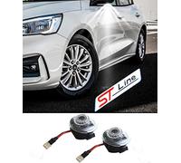 Duleutgnu 2 pezzi LED lato sotto specchio ghost proiettore luce logo luce di benvenuto auto sostituzione fanale posteriore accessori lente in vetro bianco (Line)