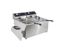DULNICE Friggitrice Professionale elettrica 16L Friggitrice grassa profonda commerciale con cestello e coperchio, Friggitrice elettrica da banco in acciaio inox di grande capacità 6000W