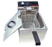 DULNICE Friggitrice Professionale elettrica 8L Friggitrice grassa profonda commerciale con cestello e coperchio, Friggitrice elettrica da banco in acciaio inox di grande capacità 3000W