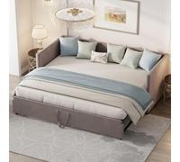 DULRLLY Divano letto allungabile, 90/180 x 200 cm, pieghevole, con rete a doghe, per soggiorno, cameretta dei bambini, camera da letto (grigio)