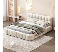 DULRLLY Letto imbottito 160 x 200 cm, letto matrimoniale con rete a doghe, letto per ragazzi con testiera imbottita, letto imbottito per camera da letto e camera degli ospiti, senza materasso, tessuto