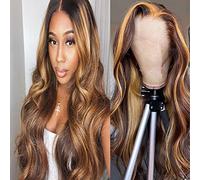 DULTEV Parrucca frontale in pizzo biondo miele parrucche senza colla per capelli umani pre-pizzicati 13 x 4 HD onda del corpo parrucche frontali in pizzo 4/27 parrucche colorate con evidenziazione