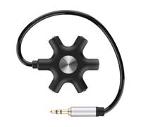 Duluok 5-Jack Multi Cuffie Audio Splitter Distributore per Prese Jack da 3,5 mm con 5 Connettori Adattatore per Cuffie Sdoppiatore Cuffie per Smartphone, PC, MP3, MP4, Laptop, TV (Nero)