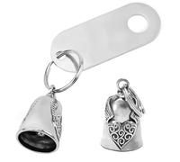 Duluok Angelo Custode Motociclista Campanella Guardian Bell Portafortuna Moto Cuore Alato Protezione Biker Triker (Argento)