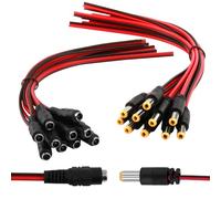 Duluok Set di 10 paia 5,5 x 2,1 mm DC Alimentazione Pigtail Cavi, 27 cm Pigtail di Alimentazione Cavi Nucleo in Rame Puro DC 12 V 2 A Connettori Maschio e Femmina per Sicurezza Domestica CCTV