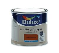 Dulux Smalto Satinato all'Acqua per Metallo Plastica e Legno Pronto all'Uso per Esterni e Interni, 0.5 Litri, Rosso Mattone