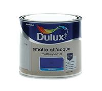 Dulux Smalto Satinato All'Acqua Per Metallo Plastica E Legno Pronto All'Uso Per Esterni E Interni, Blu, 0.5 Litri
