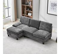 DUlVBPE 194 x 118 x 81 cm, divano imbottito e divano a 3 posti, divano ad angolo, per soggiorno, appartamento, lounge e camera da letto, divano letto a forma di L, divano per il tempo libero, grigio