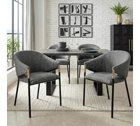DUlVBPE 4 sedie da pranzo, comode e traspiranti, adatte per sala da pranzo, soggiorno, caffetteria, ecc., stile moderno, in ciniglia, corrimano in acciaio inox dorato, grigio