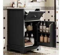 DUlVBPE 51 x 46 x 87 cm, in MDF, completamente laccato, con cassetto estraibile e ripiani regolabili, ripiani con ante dell'armadio, piedini alti dell'armadio, lavabo integrato, nero