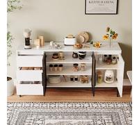 DUlVBPE Buffet Cabinet with Storage, Kitchen Side Panel Storage Room with Doors and 3 Drawers, Pantry Cabinet Display Rack, Console, Dining Table Manager Furniture, Living Room Dining Room White