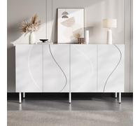 DUlVBPE Credenza moderna con ante curve 3D, design senza maniglie, per soggiorno, ingresso, in PB e MDF, piedini in metallo