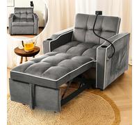 DUlVBPE Divano letto singolo allungabile 3 in 1: con portabevande e porta cellulare, sedia a sdraio, poltrona letto, poltrona, perfetto per piccoli spazi, 83 x 167 x 76 cm
