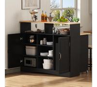 DUlVBPE Isola della cucina su ruote, zona pranzo allungabile isola cucina con sedie, credenza con ampio spazio di archiviazione, ideale per cucina e sala da pranzo come credenza (nero)