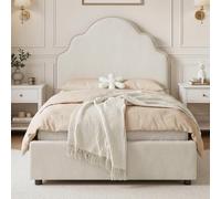 DUlVBPE Letto singolo imbottito, 90 x 200 cm, con testiera imbottita, in lino, beige