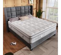 DUlVBPE Materasso a molle insacchettate a 7 zone, 160 x 200 cm, H3, alto 25 cm, in schiuma fredda e molle insacchettate, allevia la pressione e traspirante, Oeko-TEX, materasso queen size