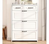 DUlVBPE Scarpiera composta da tre grandi alette e due cassetti, scarpiera in legno, adatto per ingressi e soggiorno. Dimensioni: B80 x 23,5 x 131 cm