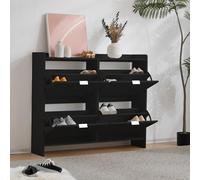 DUlVBPE Scarpiera moderna con 4 scomparti a ribalta, scarpiera autoportante, ripiani aperti, adatta per ingresso o corridoio, nero, dimensioni: B110/H90/T24 cm