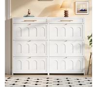 DUlVBPE Set di 2 scarpiera moderna, con 12 scomparti, 2 cassetti, armadi, scarpiere, scarpiere, possono essere posizionate in corridoi, porte, soggiorni e uffici, MDF, bianco