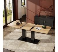 DUlVBPE Tavolo da pranzo allungabile, 140/180 x 70 cm, adatto per 6-8 persone, forma rettangolare, tavolo ispessito, stile semplice, tavolo per sala da pranzo, cucina, soggiorno, colore legno naturale