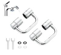 Dulvo, Estensore per rubinetto, girevole a 1080°, multifunzione a forma di U, 2 modalità, rubinetto universale per lavello per riduzione degli spruzzi, per bagno e cucina (2 pezzi)