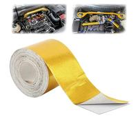 Dulynva 10Mx5cm Nastro Isolante Termico Golden Nastro Adesivo Alluminio Manicotto Dello Scudo Termico del Tubo di Scarico Nastro Adesivo Riflettente Scudo Termico per Collettori di Scarico Moto e Auto