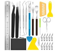 Dulynva 26 Pezzi Strumenti per Diserbo in Vinile Utensili per Scrapbooking Accessori per Plotter,Utensili Modellismo per HTV, cammei, Scritte, Include Forbici, Pinzette e Coltello Artigianale