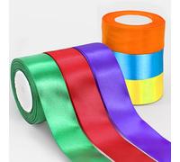 Dulynva 6 Rotoli Nastro Raso Colorato 50mm x 22m Nastri Colorati Tessuto Nastro Satinato Decorazione Nastro Regalo per Pacchetti Regali Matrimoni Compleanni Decorazioni Fai da Te Feste Bomboniere