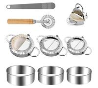 Dulynva 8 Pezzi Stampo per Ravioli in Acciaio Inossidabile Stampi per Gyoza Dumpling Maker Set Chiudi Ravioli Cinesi Stampo per Gnocchi Strumenti per Accessori per Raviolo di Wonton