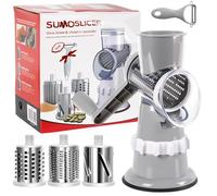 Dulynva Grattugia Verdure Taglia Verdure Multifunzione Mandolina Grattugia per Formaggio Manuale Tagliaverdure con 3 Lame di Tamburo In Acciaio Inox Affettaverdure per Cetriolo, Carota, Zucchine