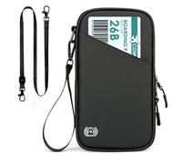 Dulynva Portadocumenti da Viaggio, Custodia Porta Passaporto Famiglia Portafoglio da Viaggio con Protezione RFID Porta Documenti da collo per Carte di Credito, Biglietti Aerei, Contanti (Nero)