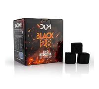 DUM BLACK28 - Carbone naturale in conchiglie di noce di cocco per chicha, lunga durata, 1 kg (48 cubi) - Combustione pulita ed ecologica