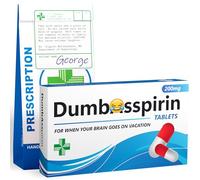 DumbAsspirin - Divertente scatola per pillole, regalo per lui o lei, regalo scherzoso con sacchetto per ricette, regalo di compleanno per uomini, donne, amici, colleghi, capo, Babbo Natale segreto
