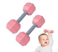 Dumbbell Rattle, Weights Training Toy, Exercise For Babies, Lightweight Teether, Sensory Clatter, Engaging Teething Toy, 2 Pack, Color: Multicolor, Size: 4.5 Inches