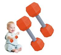 Dumbbell Rattle, Weights Training Toy, Exercise For Babies, Lightweight Teether, Sensory Clatter, Engaging Teething Toy, 2 Pack, Color: Multicolor, Size: 4.5 Inches